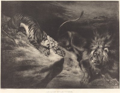 El León y el Tigre de Louis Candide Boulanger after Eugène Delacroix