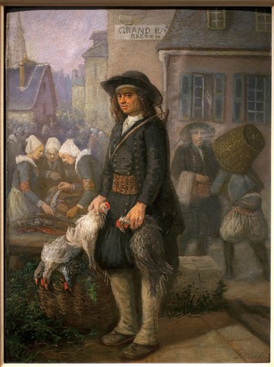 Escena de paseo en Bretaña. Pintura de Louis Caradec (1802-1888). Óleo sobre lienzo, hacia 1850. Museo Bretón de Quimper. de Louis Caradec
