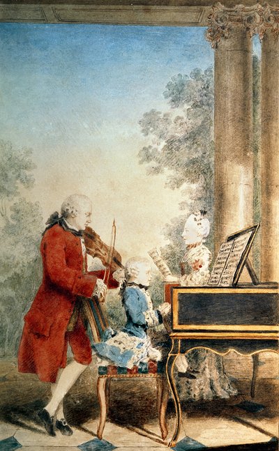 Leopold Mozart (1719-87) y sus dos hijos, Wolfgang Amadeus (1756-91) y Maria-Anna, conocida como 