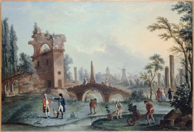 Vista de los jardines Monceau, hacia 1778 (óleo sobre lienzo) de Louis Carrogis Carmontelle