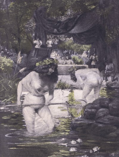 Ginerva e Isotta, ilustración del Decamerón de Boccaccio publicado por Navarre Society 1930