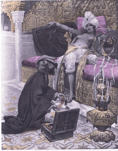 La hija del rey de Túnez, ilustración del Decamerón de Boccaccio publicado por Navarre Society 1930