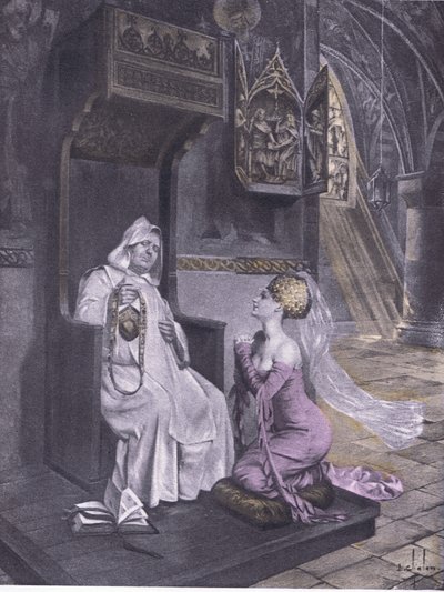 La dama y el fraile, ilustración del Decamerón de Boccaccio publicado por Navarre Society 1930