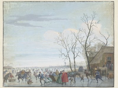 Paisaje invernal con entretenimiento de hielo de Louis Chalon