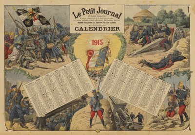 Calendario de 1915, con escenas de campos de batalla de la Primera Guerra Mundial de Louis Charles (after) Bombled