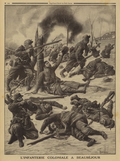Infantería colonial francesa luchando en Beauséjour, Primera Guerra Mundial de Louis Charles (after) Bombled