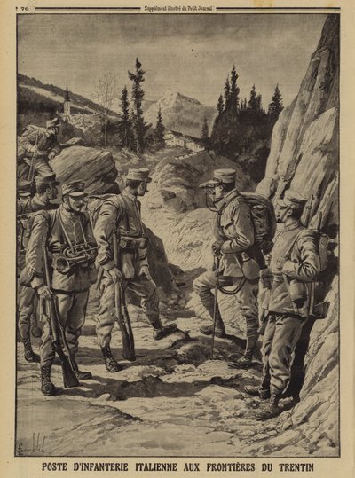Puesto de infantería italiana en la frontera de Trentino, Primera Guerra Mundial de Louis Charles (after) Bombled