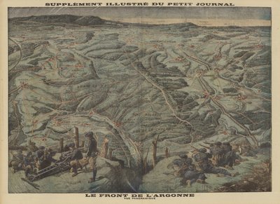 Vista panorámica del sector del Bosque de Argonne del Frente Occidental, Primera Guerra Mundial de Louis Charles (after) Bombled