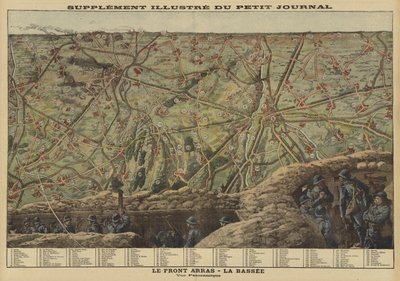 Vista panorámica del sector del Frente Occidental entre Arras y La Bassée, Francia, Primera Guerra Mundial de Louis Charles (after) Bombled