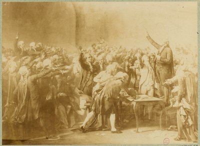 El juramento del Jeu de Paume, 20 de junio de 1789 (foto sepia) de Louis Charles Auguste (after) Couder
