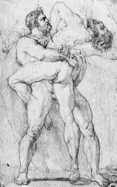 Hércules estrangulando a Anteo de Louis Charles Auguste Couder