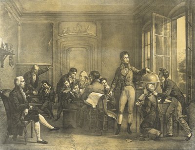 Louis-Philippe enseñando geografía en el Collège de Reichenau, pub. 1820 de Louis Charles Auguste Couder