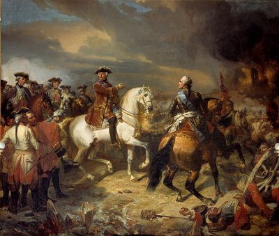 La batalla de Lawfeld ganada por el Mariscal de Sajonia de Louis Charles Auguste Couder