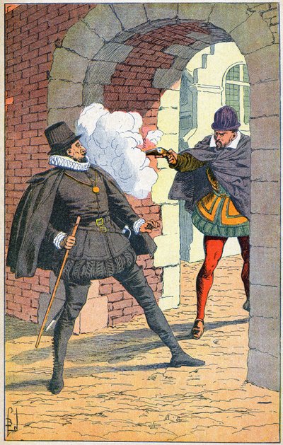 Asesinato de Guillermo I el Taciturno en Delft en 1584 de Louis Charles Bombled