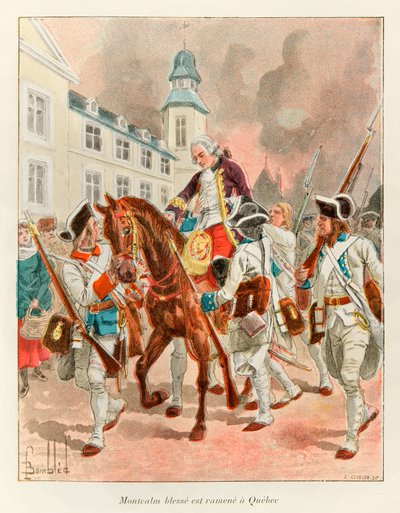Bombled Louis; General Louis Joseph de Montcalm herido fue devuelto a Quebec después de la Batalla de las Llanuras de Abraham el 13 de septiembre de Louis Charles Bombled