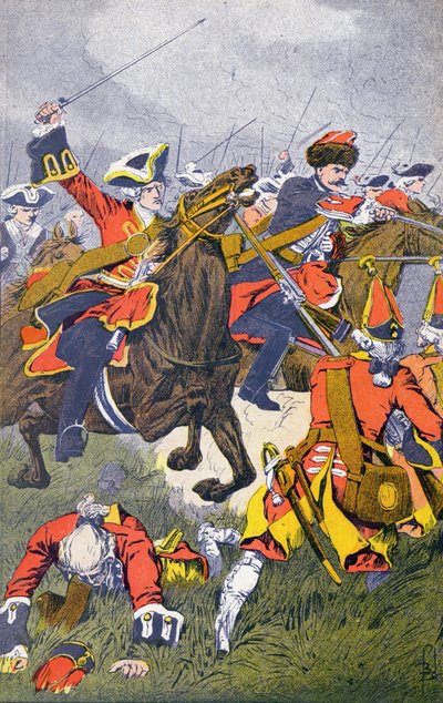 Carga de la Casa del Rey en la Batalla de Fontenoy de Louis Charles Bombled