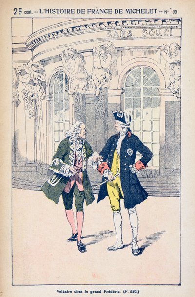 François Voltaire (1694-1778) con el Rey Federico II de Prusia (1712-86) en Sanssouci cerca de Potsdam, de 