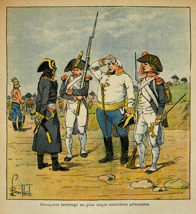 Durante la campaña italiana, Bonaparte interroga a un oficial prisionero austríaco, de la colección privada de Louis Charles Bombled
