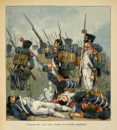 Ilustración de Louis Bombled (1862-1927) del libro "El Memorial de Santa Helena" por el Conde Emmanuel de Las Cases (1766-1842): Grognards en la batalla de Wagram, Colección privada de Louis Charles Bombled