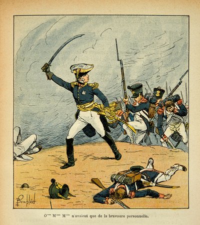 Ilustración de Bombled Louis (1862-1927) del libro “El Memorial de Santa Helena” de Conde Emmanuel de Las Cases (1766-1842): Una carga general al frente de sus tropas, Colección privada de Louis Charles Bombled