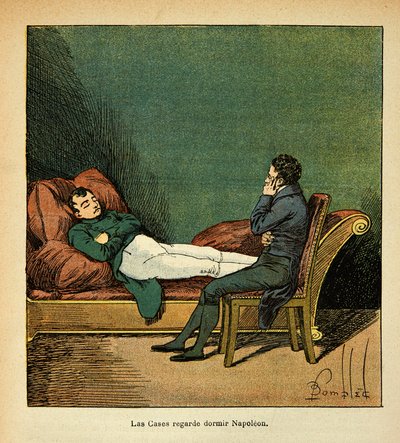Ilustración de Louis Bombled del libro “El Memorial de Santa Helena” de Emmanuel de Las Cases: Las Cases observa a Napoleón durmiendo de Louis Charles Bombled