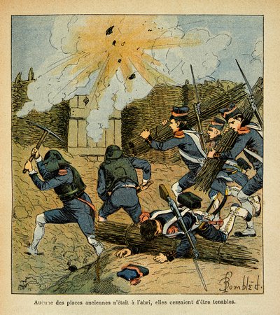 Ilustración de Louis Bombled del libro “El Memorial de Santa Helena” de Emmanuel de Las Cases: Asedio de una ciudad de Louis Charles Bombled