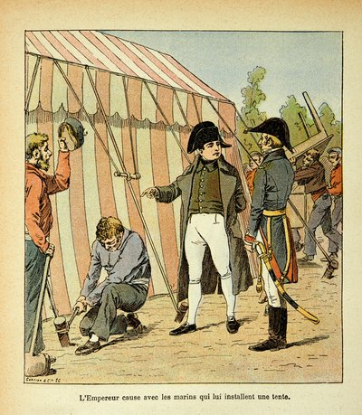 El emperador Napoleón hablando con los marineros que le montaron una tienda, de la colección privada de Louis Charles Bombled