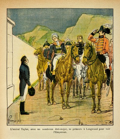 El almirante Taylor con un Estado Mayor se presenta en Longwood para encontrarse con el emperador Napoleón, del libro 