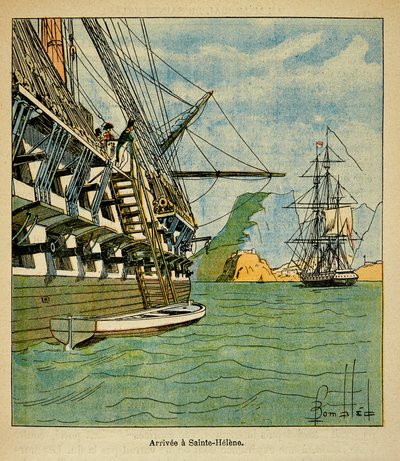 Ilustración de Bombled Louis (1862-1927) del libro “El Memorial de Santa Helena” de Conde Emmanuel de Las Cases (1766-1842): Llegada de Napoleón a Santa Helena el 15 de octubre de Louis Charles Bombled