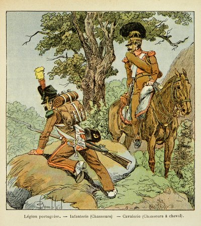 Legión portuguesa: Infantería (cazadores) y caballería (cazadores a caballo), del libro 