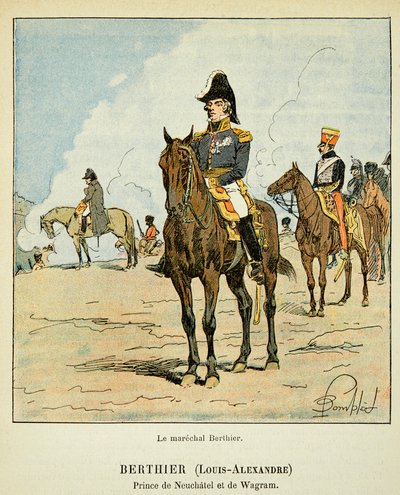 Ilustración de Louis Bombled del libro “El Memorial de Santa Helena” de Emmanuel de Las Cases: Retrato ecuestre del mariscal Louis Alexandre Berthier, Príncipe de Neuchâtel y de Wagram de Louis Charles Bombled