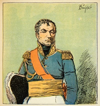 Ilustración de Louis Bombled (1862-1927) del libro “El Memorial de Santa Helena” de Emmanuel de Las Cases (1766-1842): Retrato del mariscal Nicolas Charles Oudinot (1767-1847), Duque de Reggio, Colección Privada de Louis Charles Bombled