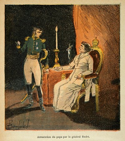 Arresto del Papa Pío VII por el general Stephen Radet (1762-1825) en 1809, de la colección privada de Louis Charles Bombled