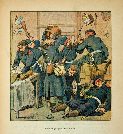 El ejército del Loira: Escena de saqueo por los prusianos en Saint Calais el 25 de diciembre de Louis Charles Bombled