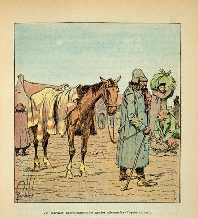 El ejército del Loira: Mercader judío acompañando a las tropas alemanas durante la guerra de 1870 de Louis Charles Bombled