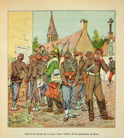 El ejército del Loira: Soldados del ejército del Loira leyendo el caso de la rendición de Metz de Louis Charles Bombled