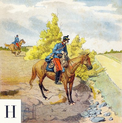 Letra H: Húsares, "Seré soldado" - Alfabeto militar de Louis Charles Bombled