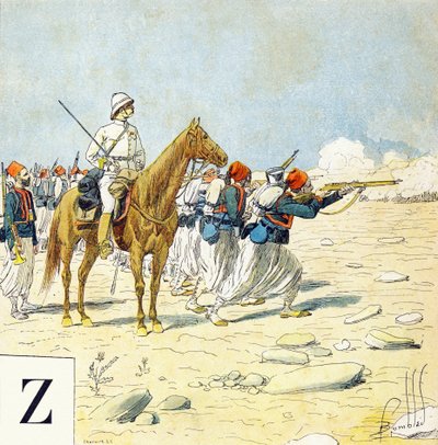 Letra Z: Zuavos, "Seré soldado" - Alfabeto militar de Louis Charles Bombled