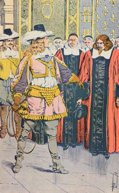 Luis XIV visitando el Parlamento Francés, ilustración de 