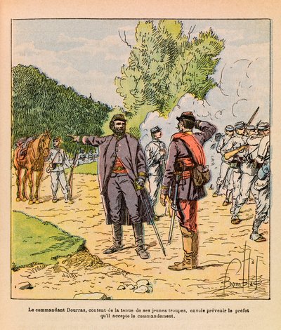 El ejército del Este de Eugene Sergeant, ilustrado por Louis Bombled (Guerra Franco-Prusiana; campaña de 1870-1871): El coronel Bourras durante la lucha en Brouvelieures en octubre de 1870 de Louis Charles Bombled
