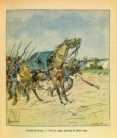 El ejército oriental de Eugene Sergeant, conocido como Grenest, ilustrado por Louis Bombled: noviembre de 1870, durante las batallas de Brazey, el mayor prusiano Saint Ange es abatido de Louis Charles Bombled