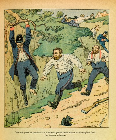 El Ejército del Este de Eugene Sergeant, conocido como Grenest, ilustrado por Louis Bombled (1862-1927) (Guerra Franco-Prusiana; campaña de 1870-1871): Las tropas alemanas huyen de Chatillon sur Seine ante las tropas de Ricciotti Garibaldi en noviembre de  de Louis Charles Bombled