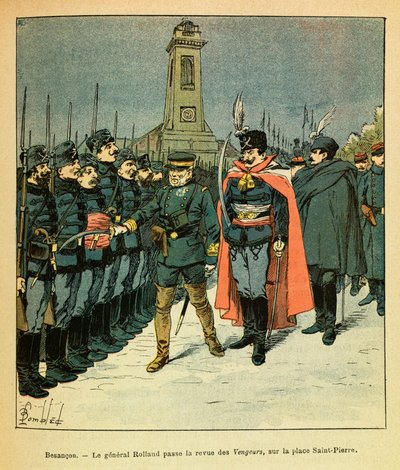 El ejército del Este: En Besançon, el general Rolland revisa la compañía de los 
