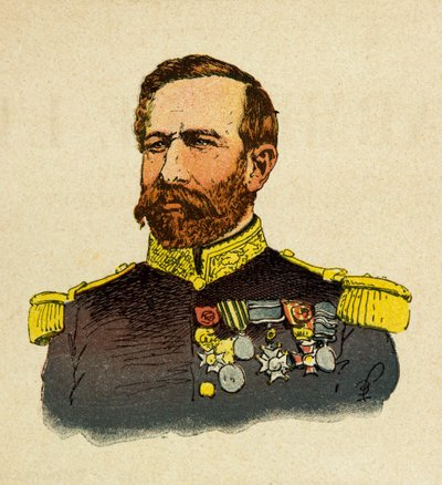 El ejército del Este de Eugene Sergeant, ilustrado por Louis Bombled (Guerra Franco-Prusiana; campaña de 1870-1871): Retrato del General Bourbaki (1816-1897) de Louis Charles Bombled