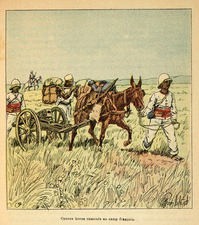 Anecdotario de la Guerra en Madagascar: Cañones Hovas llevados al campamento francés de Louis Charles Bombled