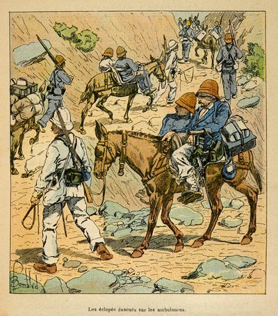 Anecdotario de la Guerra en Madagascar: Los Eclopes del Ejército escapan en ambulancias de fortuna en Madagascar de Louis Charles Bombled