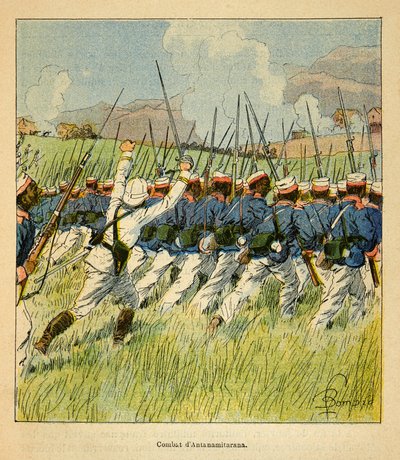 La guerra en Madagascar: Tropas francesas durante las batallas de Antanamitarana en 1895 de Louis Charles Bombled