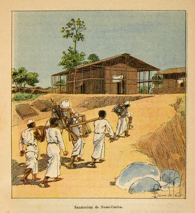 La Guerra en Madagascar-Historia Anecdótica de las Expediciones Francesas de 1885-1895 por Henri Galli dit Galllichet (1854-1922), ilustrado por Louis Bombled (1862-1927): Un sanatorio en Nossi-Cumba en el siglo XIX, Colección Parcial de Louis Charles Bombled