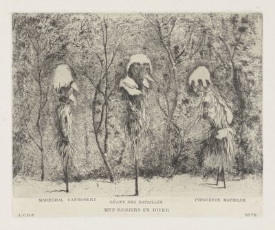 Composición fantástica sobre la guerra franco-prusiana Cuchillo rosiers y hiver (título sobre objeto) de Louis Charles Hora Siccama