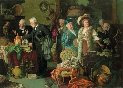 Conocedores en una tienda de antigüedades de Louis Charles Moeller